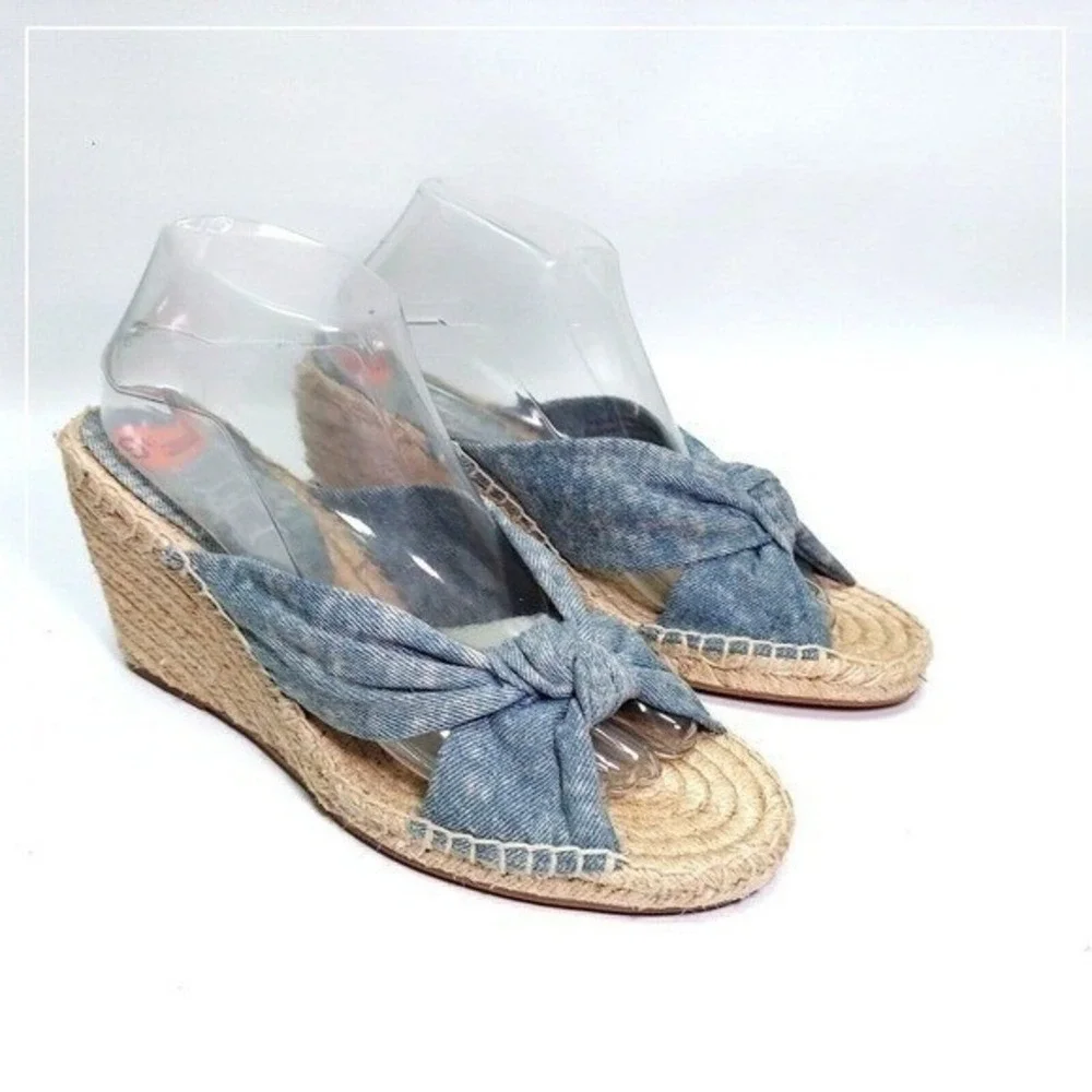 Splendid Sandals 9.5 Blue Coastal Platform Resort Vacation Slingback Espadrilles